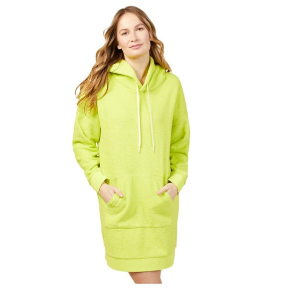Outerknown Women's Hightide Hooded Dress Lime Size Small Terry Beach Coverup - Picture 1 of 7